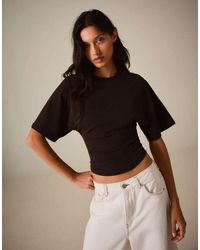 Bershka - Short-sleeved Corset T-shirt - Lyst
