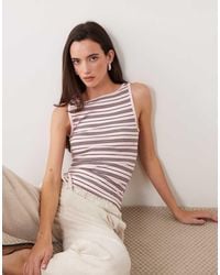 Miss Selfridge - Stripe Tank Top With Picot Trim - Lyst