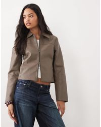 Abercrombie & Fitch - Fitted 90s Faux Leather Jacket - Lyst