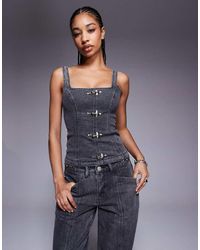 Liquor N Poker - Denim Corset Co-Ord With Buckle Detail - Lyst