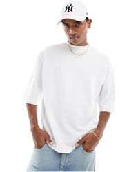 Brave Soul - T-shirt super oversize accollata pesante bianca - Lyst