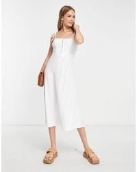 ASOS - Broderie Strappy Midi Tea Dress With Hook And Eye Detail - Lyst