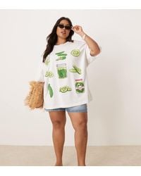 ASOS - Camiseta Blanca Extragrande Con Estampado Gráfico De Pepinillos De Asos Design Curve - Lyst