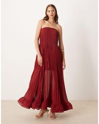 Forever New - Vestito A Fascia A Pieghe Tenue Con Gonna Al Polpaccio - Lyst
