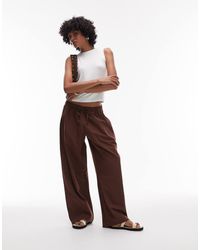 TOPSHOP - Poplin Pull On Wide Leg Trouser - Lyst