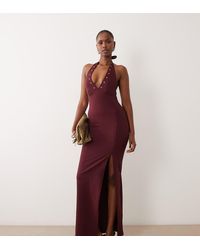 The Frolic - Exclusive Bengaline Eyelet Detail Halterneck Plunge Maxi Dress - Lyst