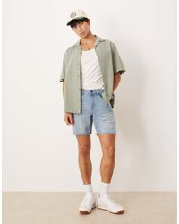 ASOS - Mid Length Slim Denim Shorts With Rips - Lyst