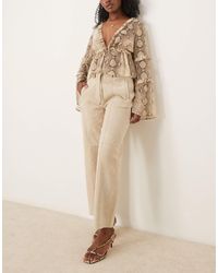 ASOS - – barrel-leg-hose aus hochwertigem wildleder - Lyst