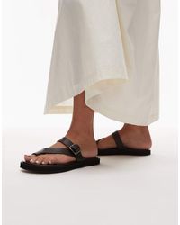 TOPSHOP - Premium Kimberley Real Leather Flat Sandal - Lyst