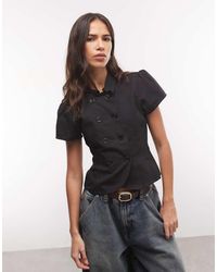 Collusion - Heavy Twill Fitted Cap Sleeve Shirt - Lyst