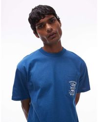 Carhartt - T-Shirt A Maniche Corte Blu Con Tasca - Lyst
