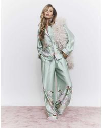 River Island - Satin Swan Pyjama Set - Lyst