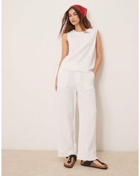 ASOS - Linen Blend Straight Leg Pants With Tassel Hem - Lyst