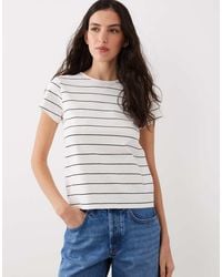 Mango - Gestreept T-Shirt Van 100% Katoen Met Korte Mouwen - Lyst