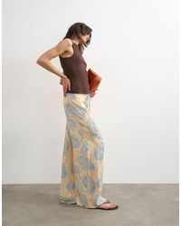 TOPSHOP - Pantalon large en satin à fleurs en jacquard - Lyst