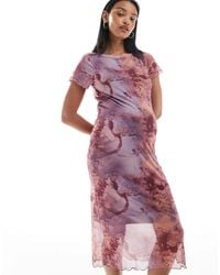 Mama.licious - Mamalicious maternity – midikleid aus jersey-netzstoff mit marmormuster und u-boot-ausschnitt, umstandsmode - Lyst