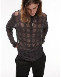 TOPMAN - Sheer Long Sleeve Lightweight Jumper - Lyst