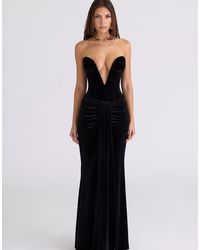 House Of Cb - Vienne Velvet Deep Plunge Maxi Gown - Lyst