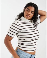 ASOS - Asos Design Curve Ribbed Shrunken Polo Top - Lyst