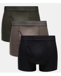 Weekday - Confezione Da 3 Boxer Neri, Talpa E Verde Scuro - Lyst