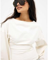 NA-KD - Soft Cotton Wide Sleeve Jersey Top - Lyst