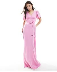 Maids To Measure - Bridesmaid Flutter Sleeve Maxi Dress - Lyst
