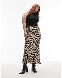 TOPSHOP - Curve - gonna lunga asimmetrica con stampa animalier - Lyst