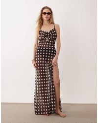 Miss Selfridge - Beach Polka Dot Chiffon Maxi Dress - Lyst