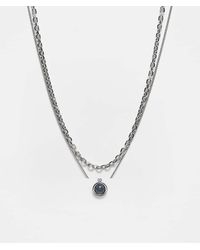 Reclaimed (vintage) - Collana Color Argento A 2 Fili Con Pietra Blu - Lyst