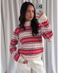 Threadbare - Fairisle Funnel Neck Christmas Jumper - Lyst