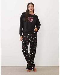 DKNY - Stretch Fleece Long Sleeve Top & Pant Pyjama Set - Lyst