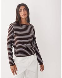 Mango - Compact Knit Boat Neck Long Sleeve Top - Lyst