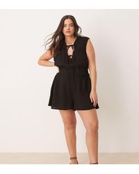 ASOS - Asos Design Curve Double Cloth Gathered Bust Playsuit - Lyst