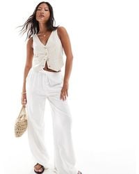 Stradivarius - Petite Linen Look Pull On Trouser - Lyst