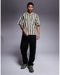 HUGO - Striped Relaxed Fit Short Sleeve Shirt - Lyst