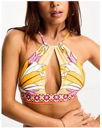 River Island - Top bikini allacciato al collo con stampa - Lyst