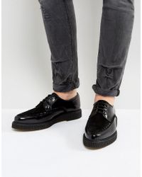 ASOS Asos Lace Up Shoes In Black Leather With Creeper Sole