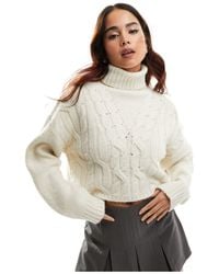 Stradivarius - High Neck Cable Knit Jumper - Lyst