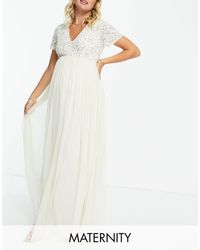 Maya Maternity Sequin Maxi Dress - White