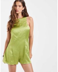 ASOS - Racer Satin Playsuit - Lyst