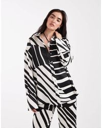 4th & Reckless - Satin Wide Cuff Shirt Co-ord - Lyst