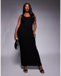 ASOS - Asos Design Curve Knitted Scoop Neck Textured Midaxi Dress - Lyst
