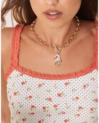 ASOS - Collana Con Ciondolo A Cavalluccio Marino Decorato E Con Cinturino A T - Lyst