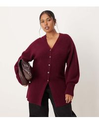 ASOS - Asos Design Curve V Neck Longline Cardigan With Waist Detail - Lyst