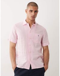 Polo Ralph Lauren - Icon Logo Short Sleeve Seersucker Linen Shirt - Lyst
