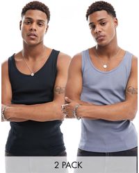 ASOS - 2 Pack Muscle Fit Rib Vest - Lyst