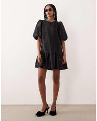 Gina Tricot - Short Balloon Volume Sleeve Peplum Mini Dress - Lyst