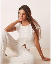 ASOS - Top De Manga Corta Con Botones De Croché De (Parte De Un Conjunto)-Blanco - Lyst