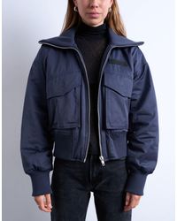 TOPSHOP - Rib Wide Collar Short Bomber Jacket - Lyst