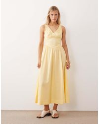 ASOS - Waisted V Neck Maxi Dress With Seaming Details - Lyst